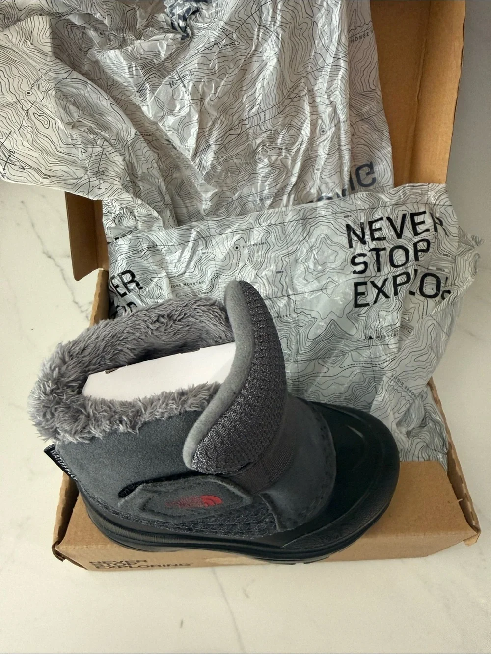 The North Face Kids' Gray Faux-Fur Snow Boots Waterproof